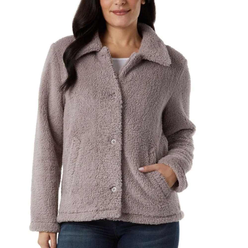 32 DEGREES COZY FLEECE BUTTON FRONT JACKET WOMEN'S